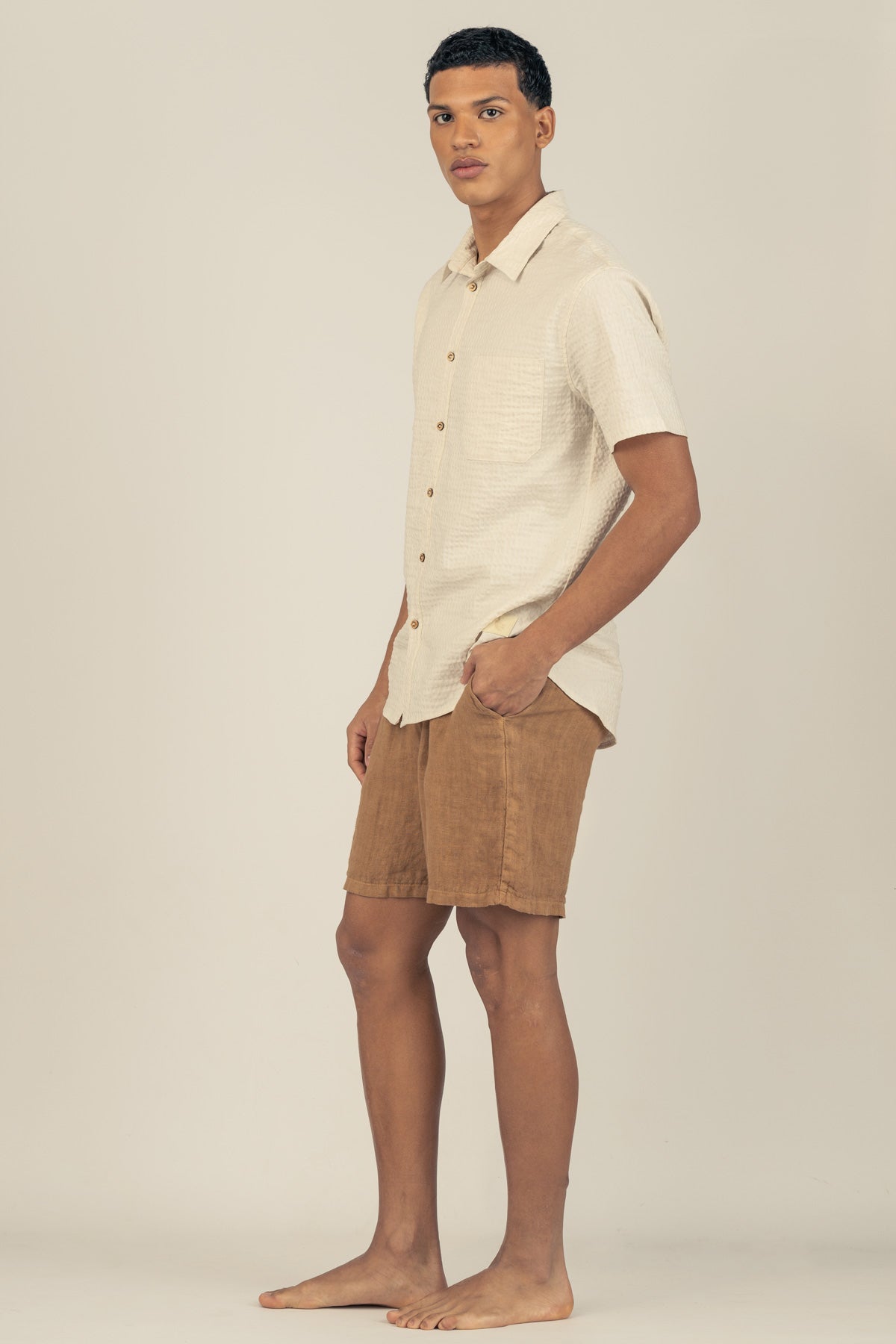 Camisa Manga Corta Fede Crema - Polonio