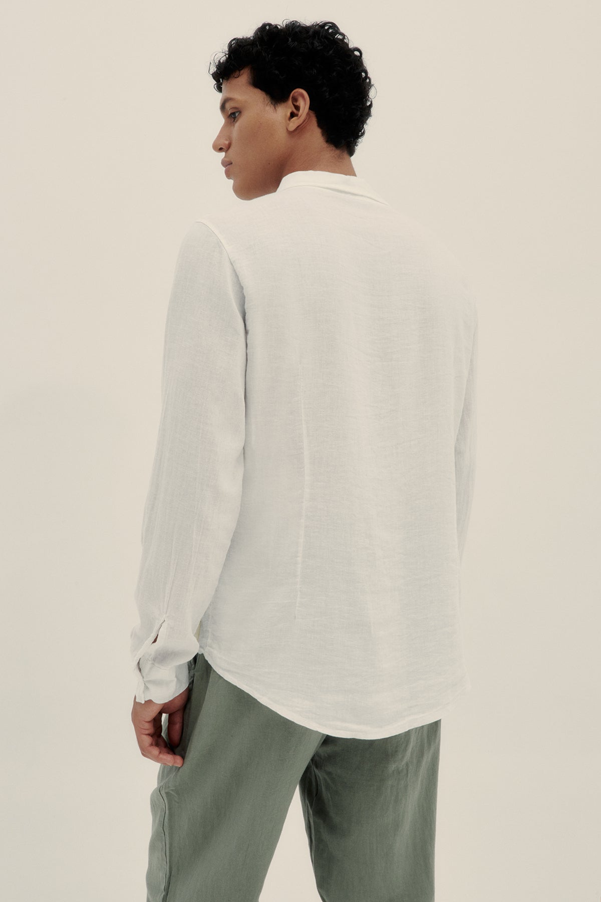 Camisa Manga Larga De Lino Blanco - Polonio