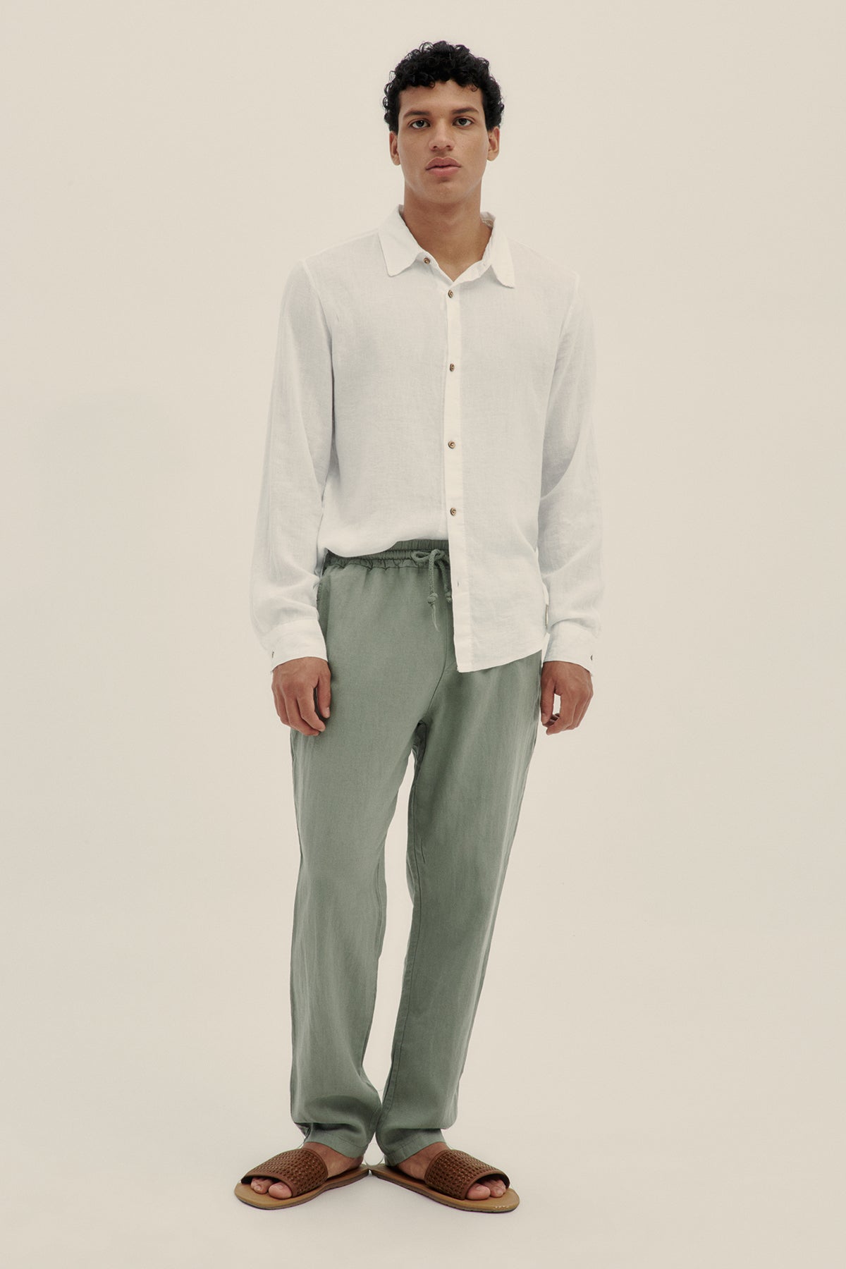 Camisa Manga Larga De Lino Blanco - Polonio