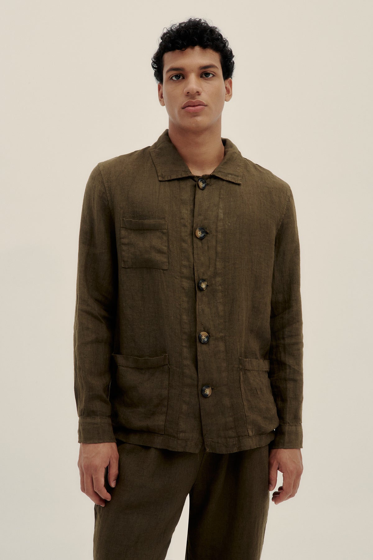Chaqueta De Lino Premium Oliva - Polonio
