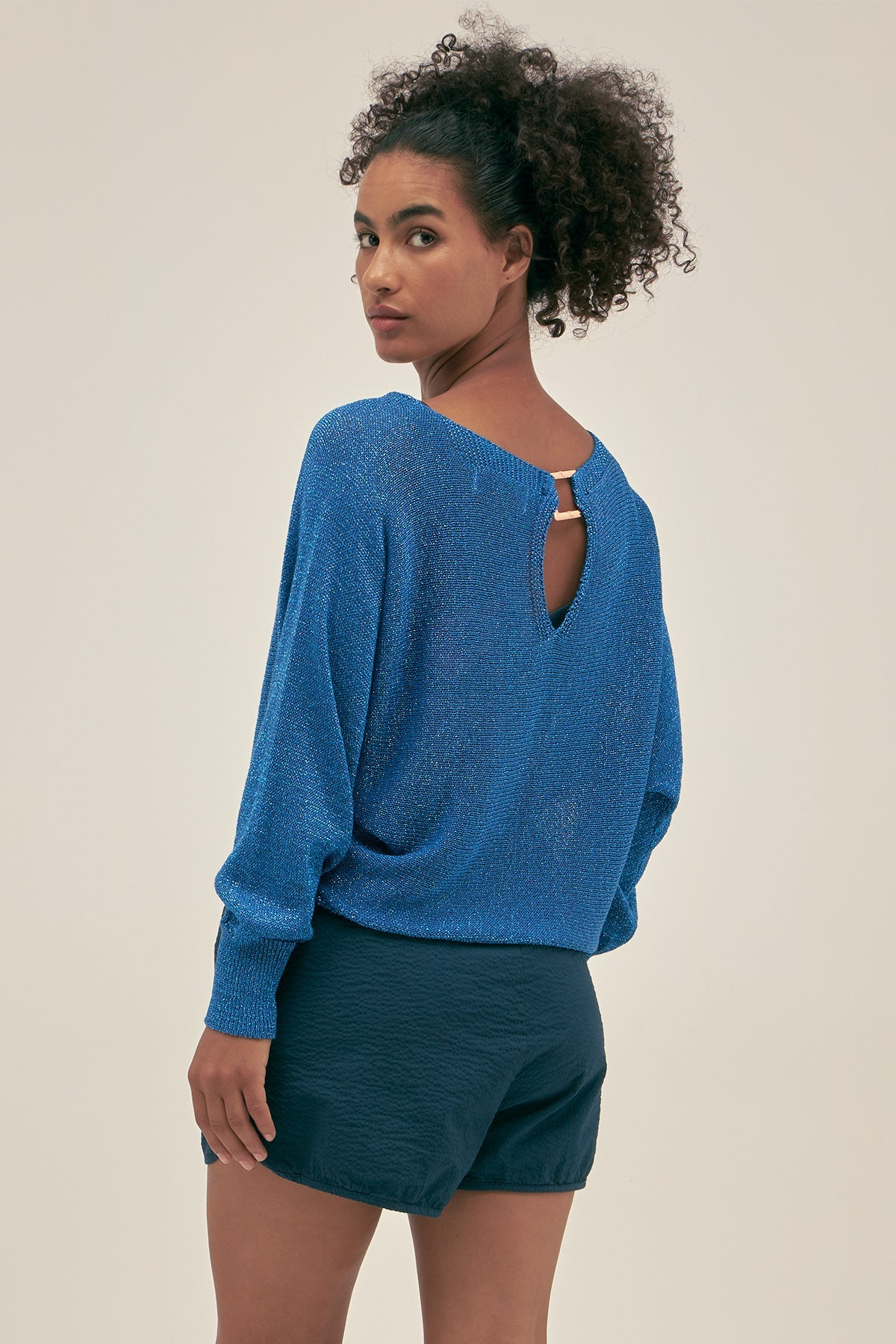 Jersey Lu Ring de Lurex Azul - Polonio
