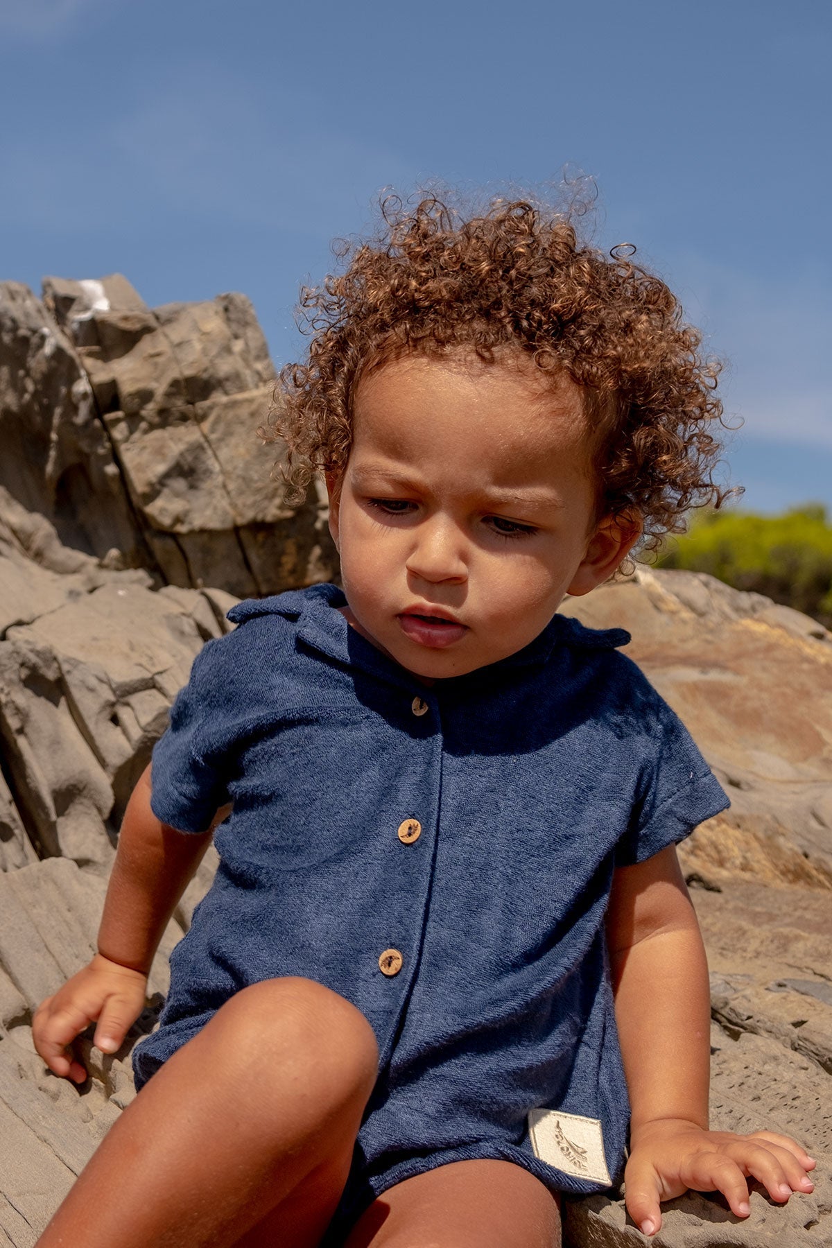 Navy Towel Kids Shirt - Polonio