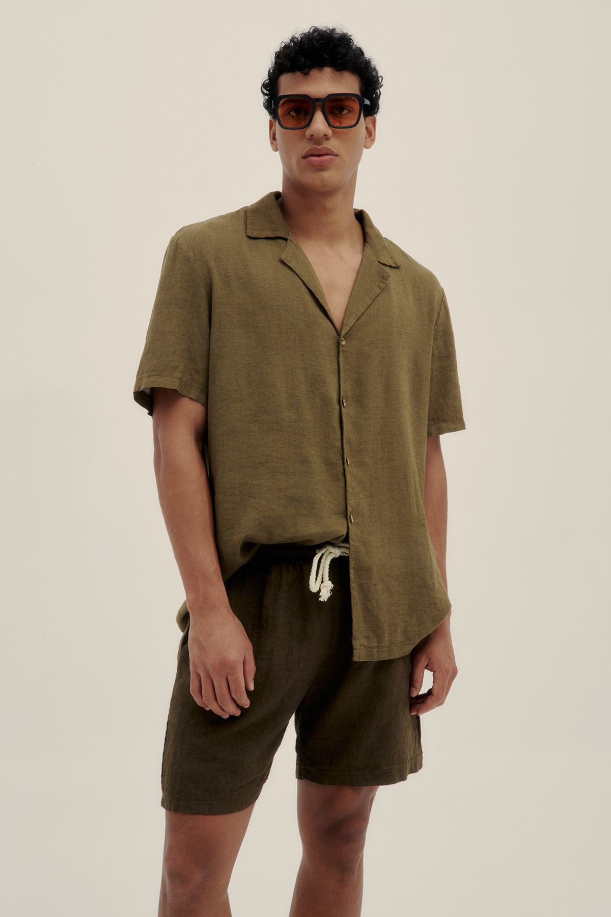 Short 100% Lino Premium Verde - Polonio
