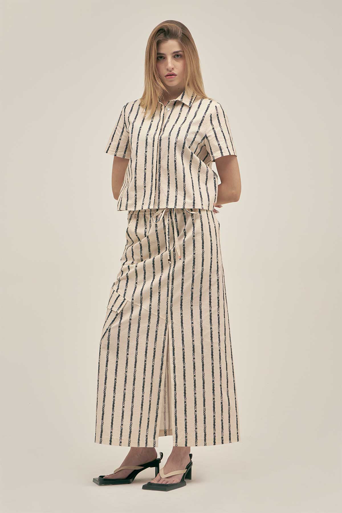 Falda Amelie Floral Stripe - Polonio