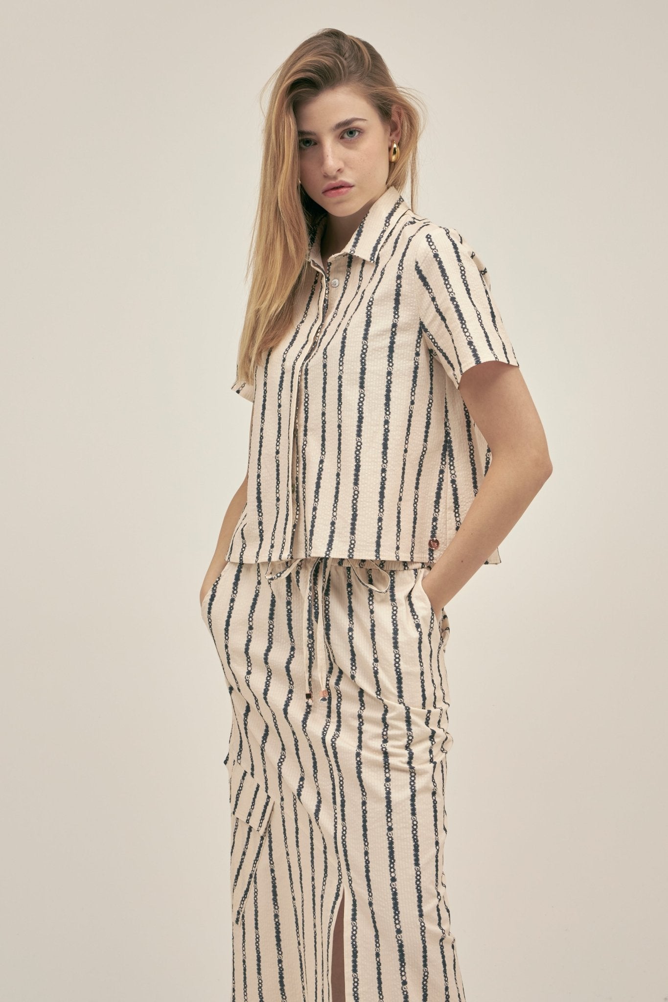 Falda Amelie Floral Stripe - Polonio