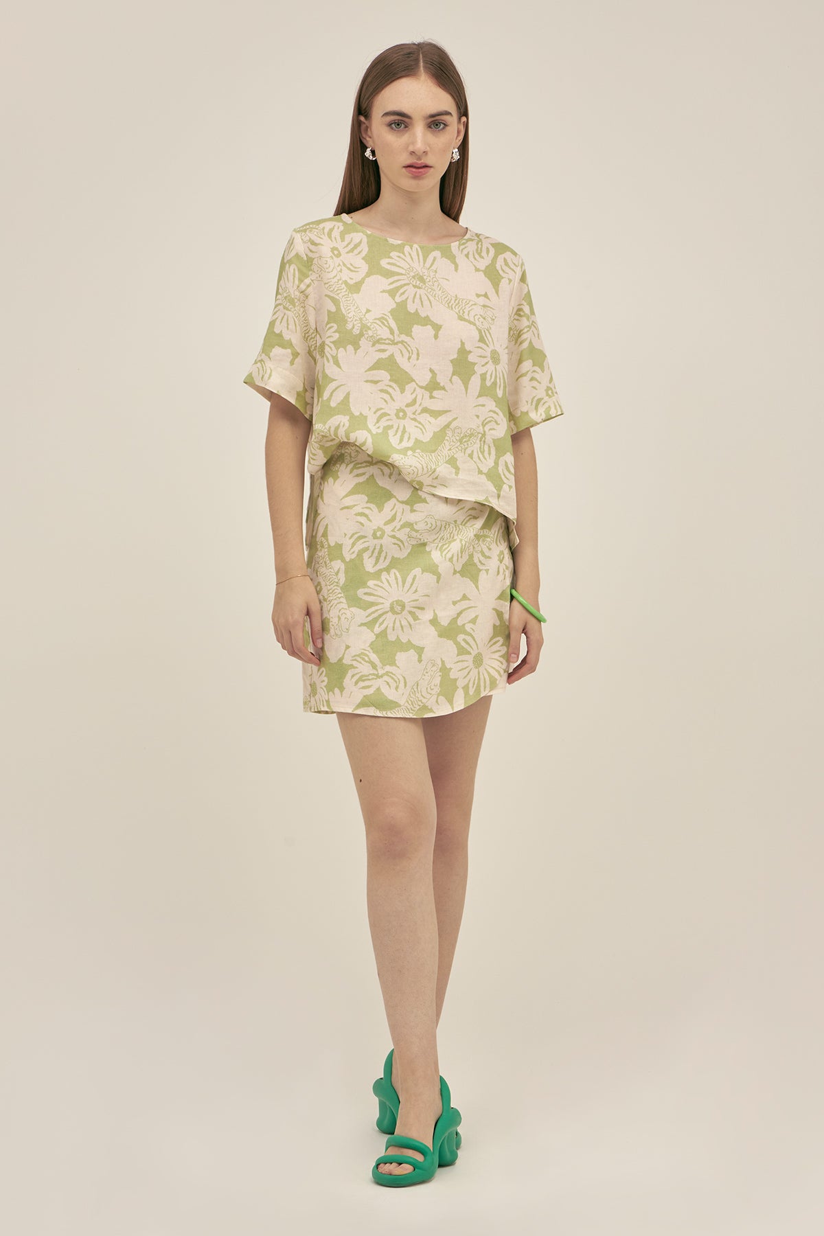 Falda Lino Jungle Green - Polonio