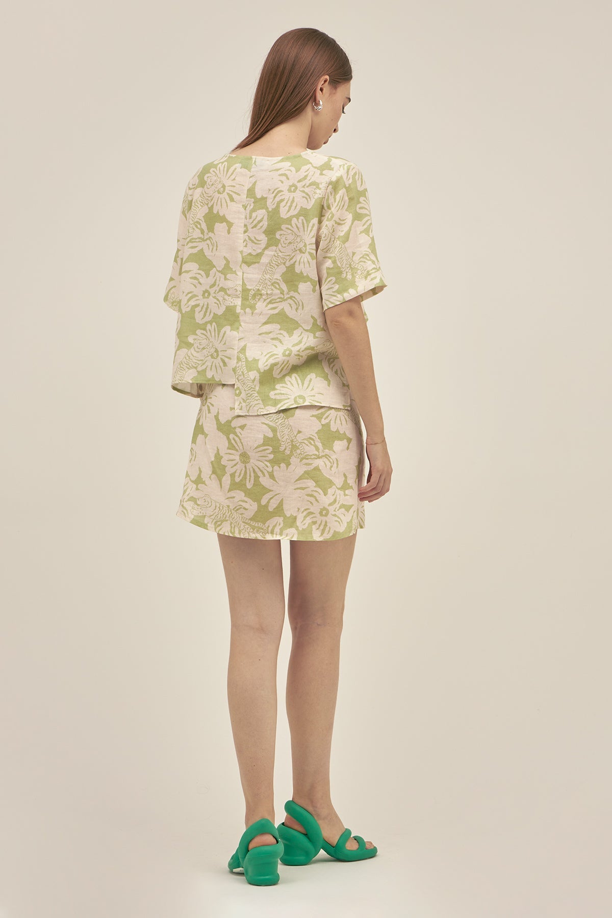 Falda Lino Jungle Green - Polonio