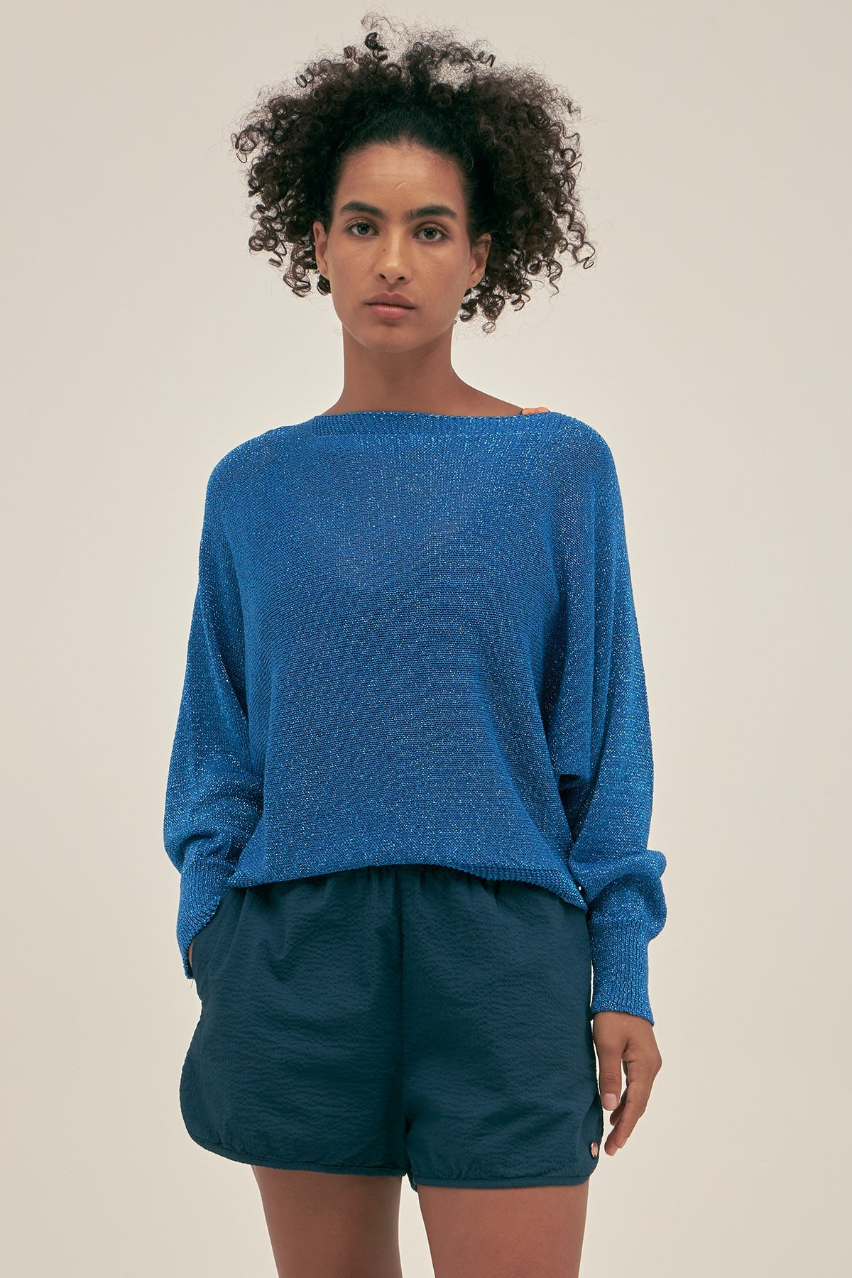Jersey Lu Ring de Lurex Azul - Polonio