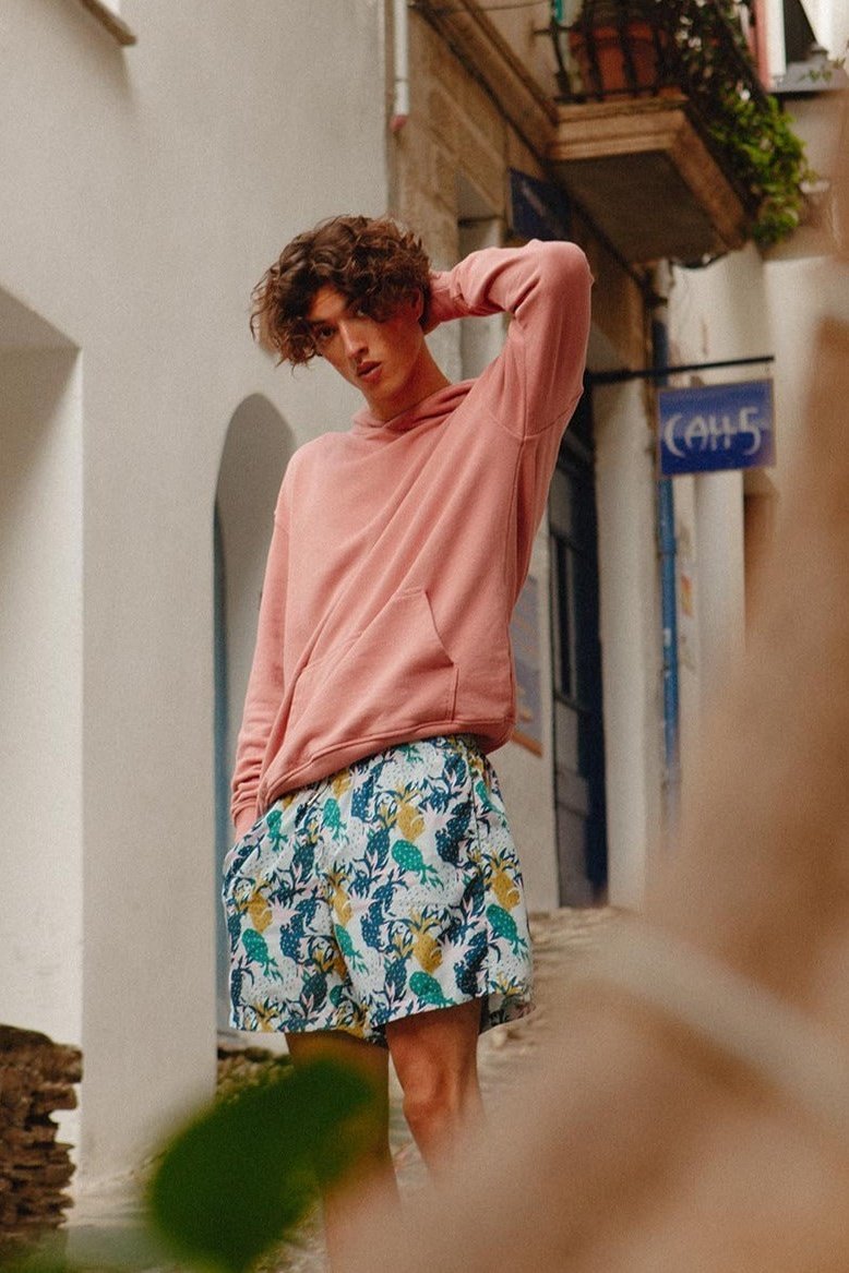 Sudadera Capucha Algodón Rosa - Polonio