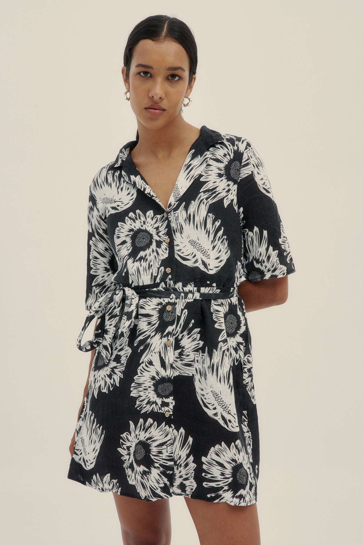 Vestido Lino Camp - Collar Jelly Black - Polonio